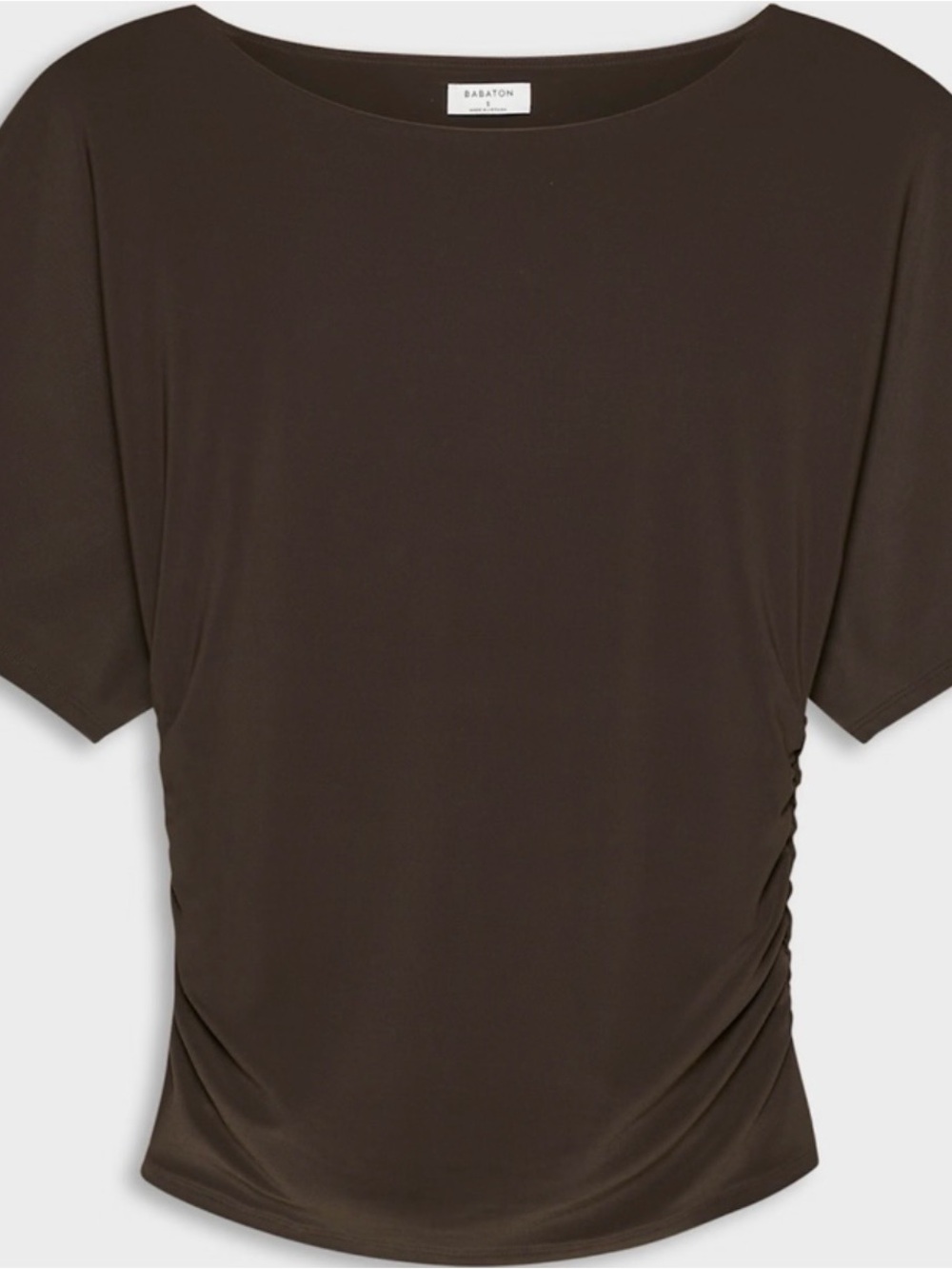 Aritzia Brown Short-Sleeve Ruched Side Tee